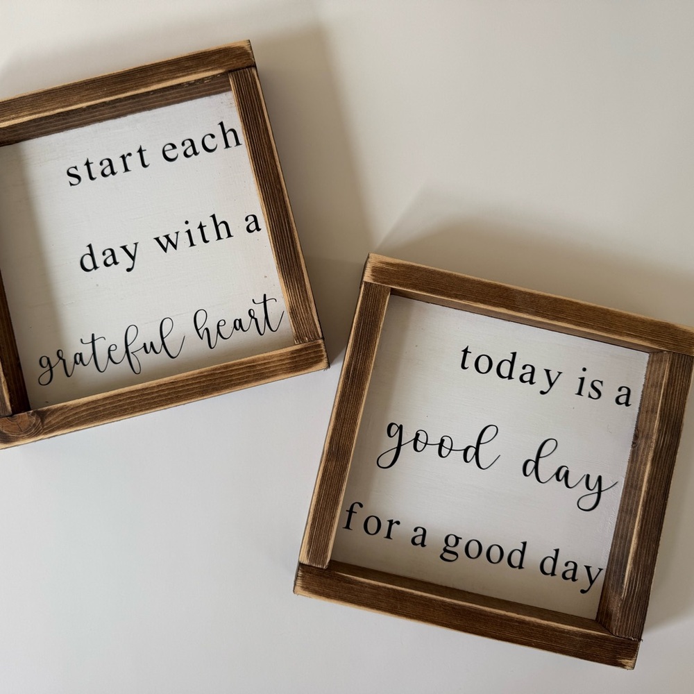 Set of 2 Handmade Wooden Decorative Signs